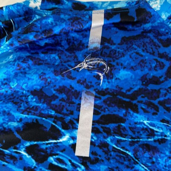 World Wide Sportsman Blue Crew Neck Long Sleeve Performance Fishing Shirt - Picture 6 of 8